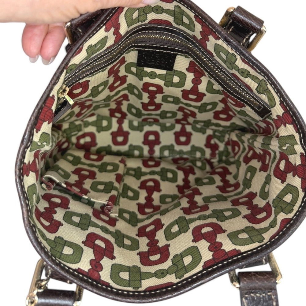 Gucci GG Canvas Mushroom Embroidered Small Tote Brown Leather Italy - Picture 11 of 14